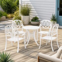 5-Piece Bistro Set: Cast Aluminium, White Color
