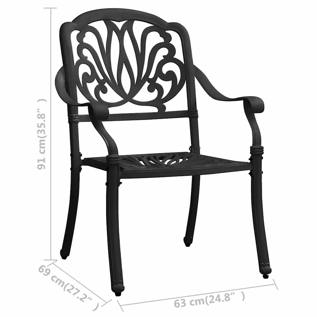 Bistro Set Outdoor Furniture Black Cast Aluminium 5 Piece Table and Chairs