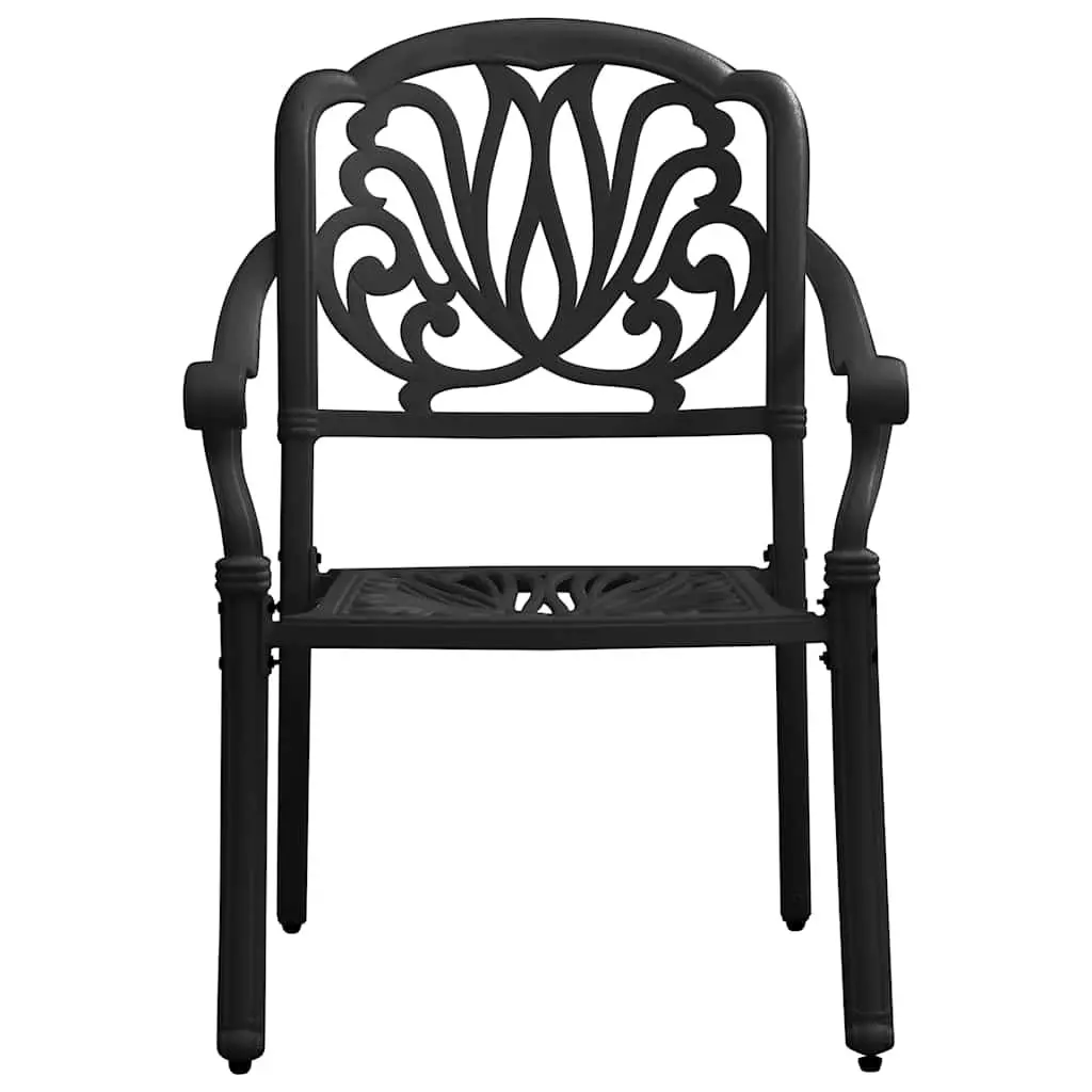 Bistro Set Outdoor Furniture Black Cast Aluminium 5 Piece Table and Chairs