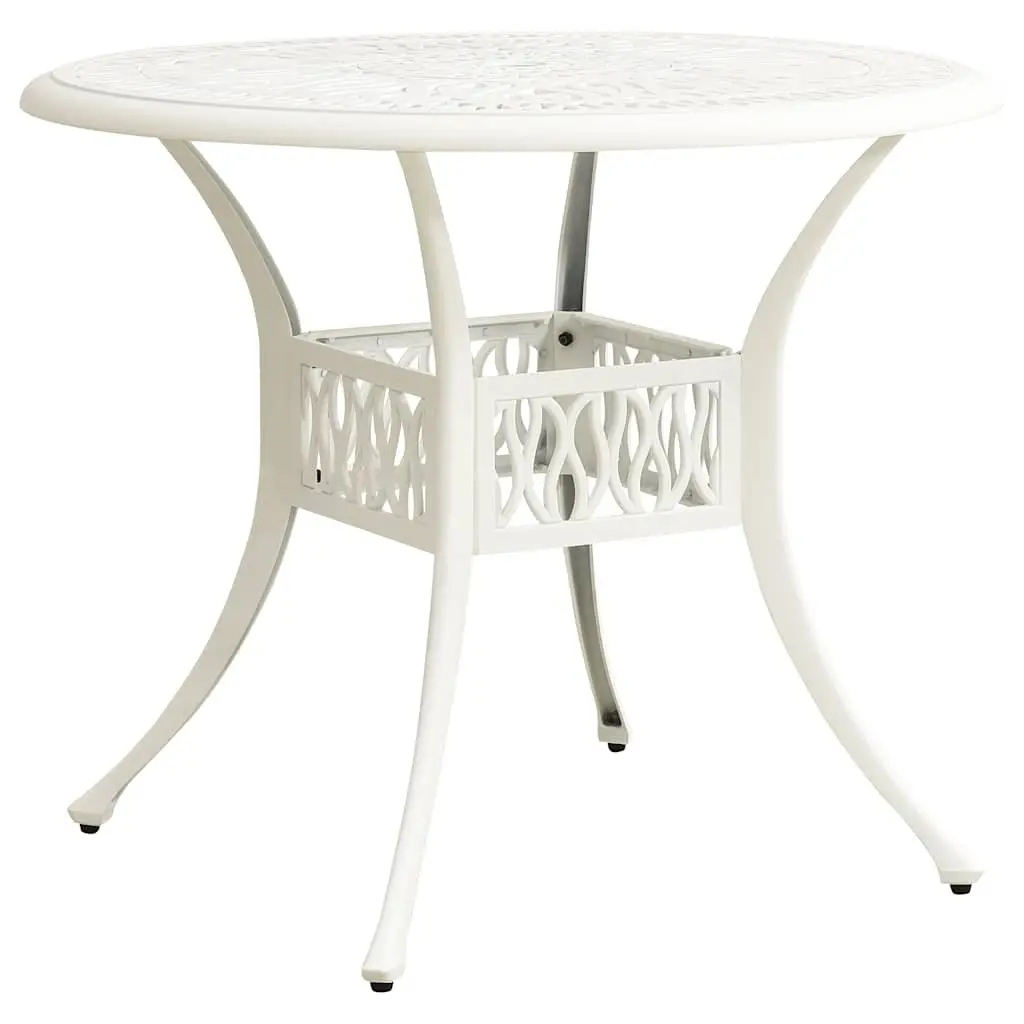 5 Piece Bistro Set Outdoor Use White Cast Aluminium Table and Chairs for Garden