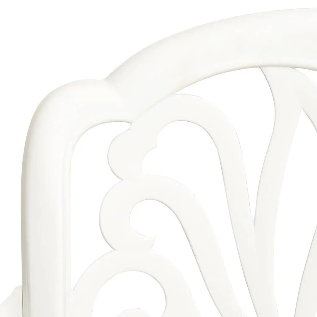 5 Piece Outdoor Bistro Set Cast Aluminium White Patio Furniture Table Chairs