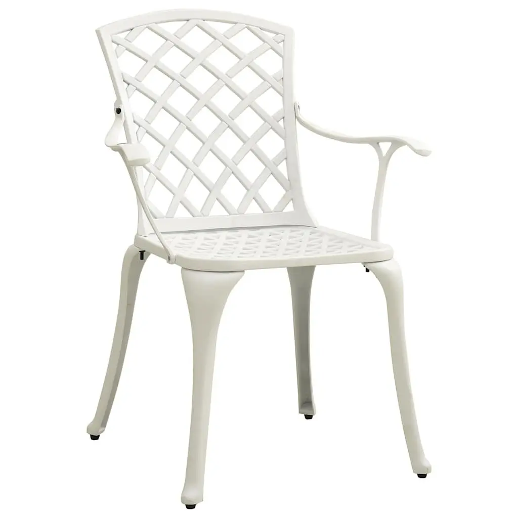 5 Piece Cast Aluminium Bistro Set Outdoor Dining Table and Chairs White Garden