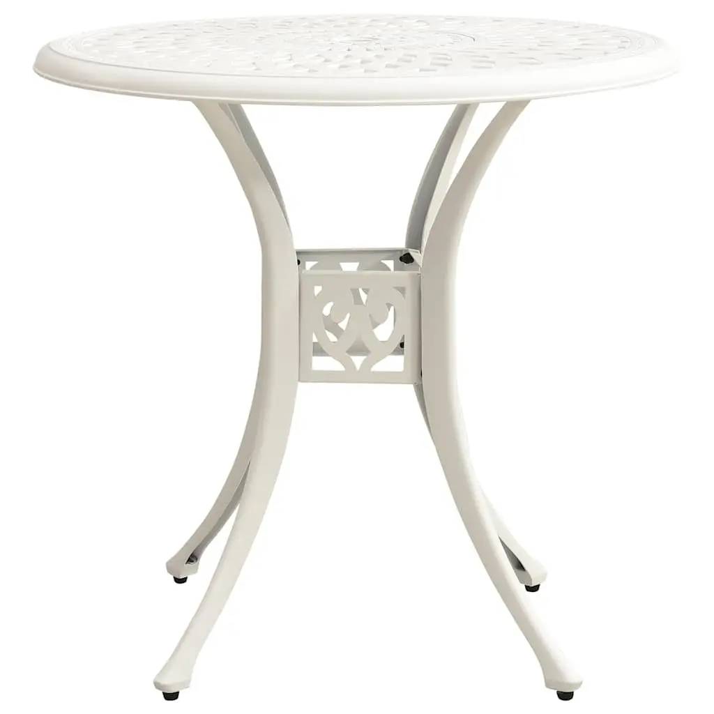 5 Piece Cast Aluminium Bistro Set Outdoor Dining Table and Chairs White Garden