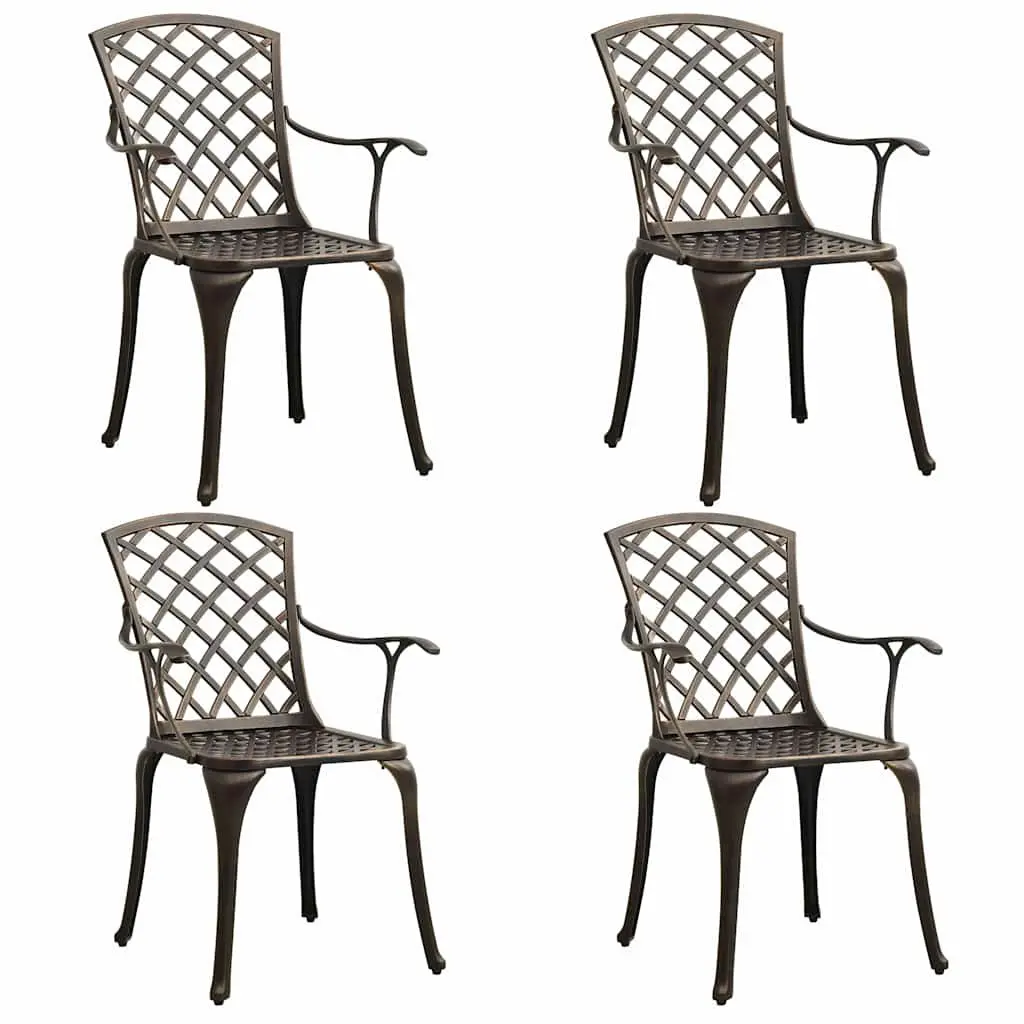 5 Piece Bistro Set Cast Aluminium Outdoor Furniture Patio Table Chairs Brown