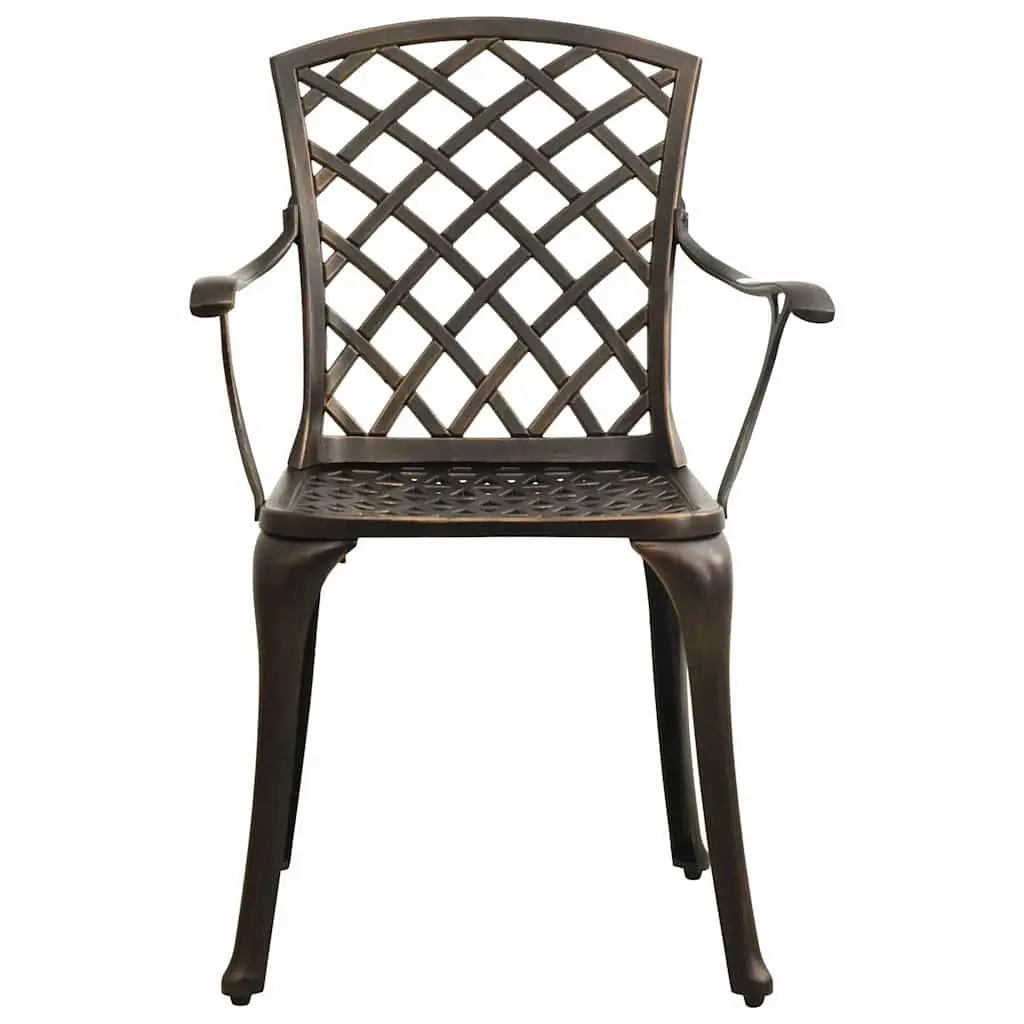 5 Piece Bistro Set Cast Aluminium Outdoor Furniture Patio Table Chairs Brown