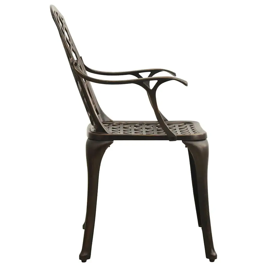 5 Piece Bistro Set Cast Aluminium Outdoor Furniture Patio Table Chairs Brown