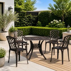 5 Piece Bistro Set: Cast Aluminium Garden Furniture