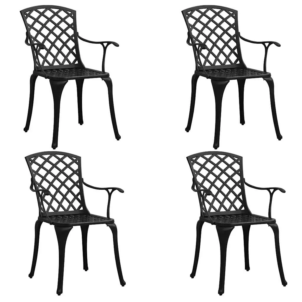 5 Piece Bistro Set Cast Aluminium Black Outdoor Furniture Table Chairs