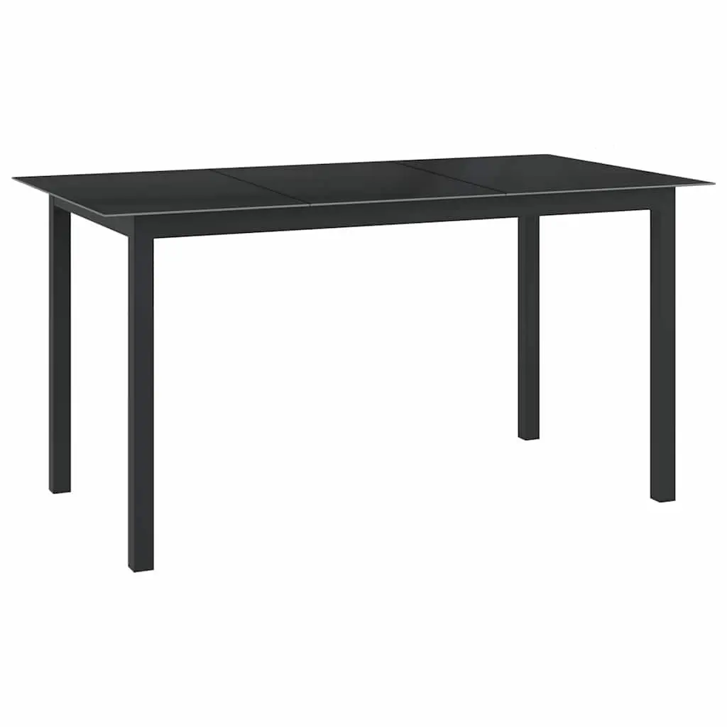 7 Piece Garden Dining Set Anthracite Aluminium Frame Glass Table Outdoor Patio