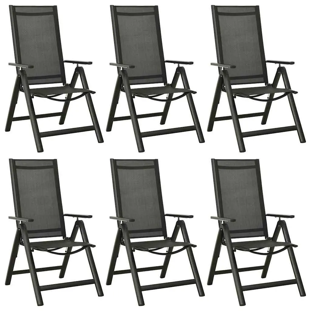 7 Piece Garden Dining Set Anthracite Aluminium Frame Glass Table Outdoor Patio