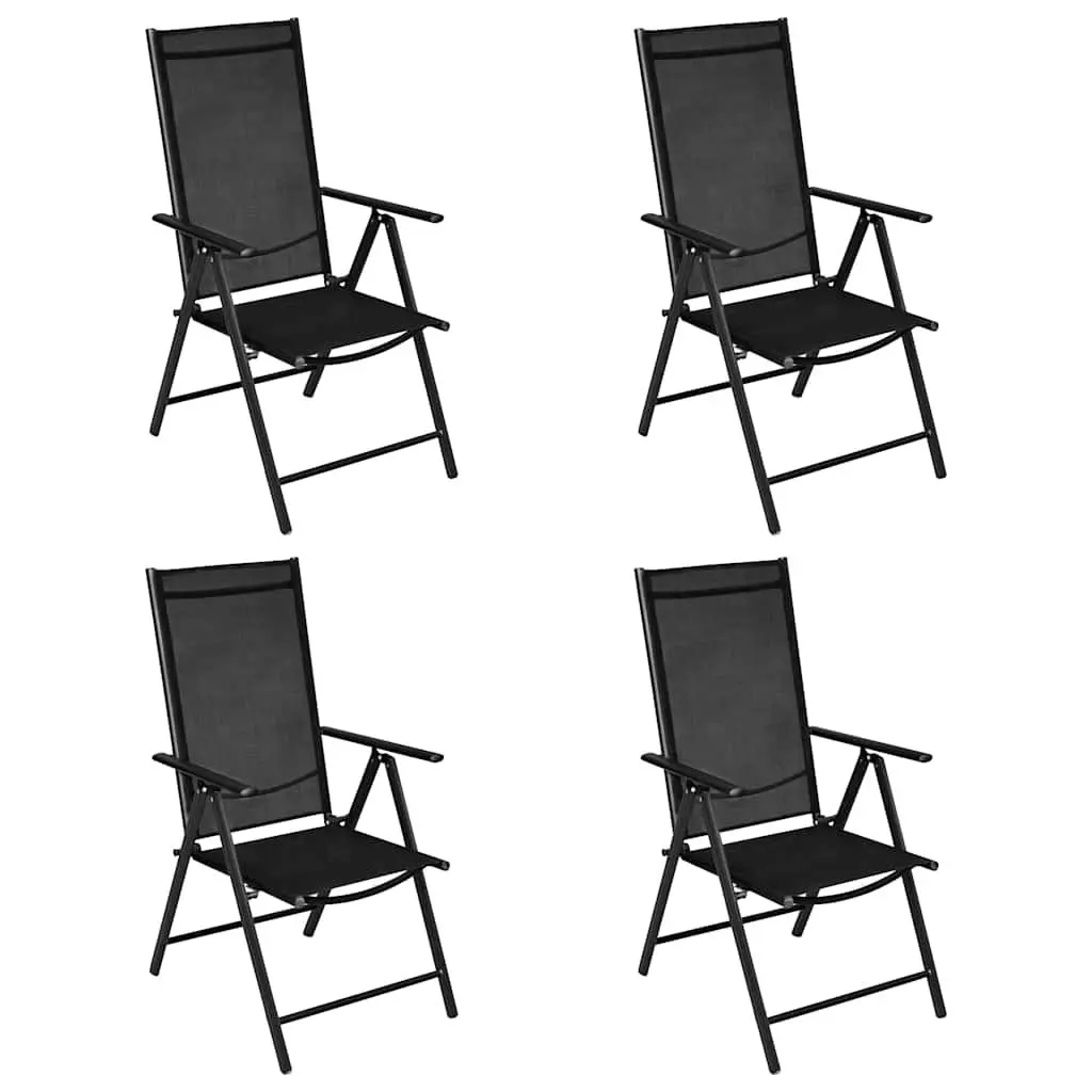 Garden Dining Set Outdoor Furniture 5 Piece Black Aluminium Frame Textilene