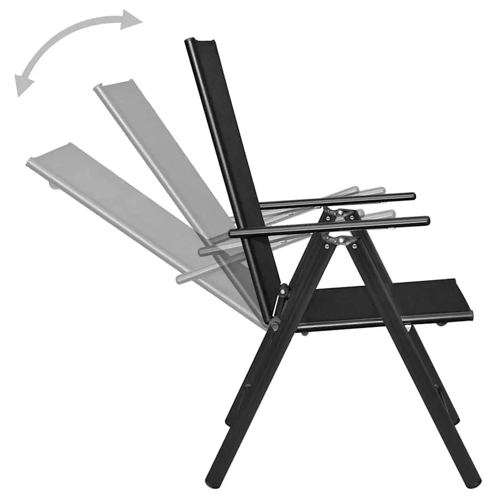 Garden Dining Set Outdoor Furniture 5 Piece Black Aluminium Frame Textilene