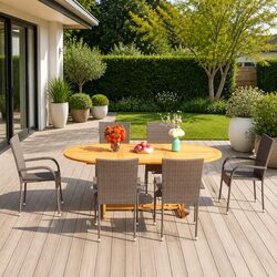 Specifications of 7 Piece Garden Dining Set - Acacia & Rattan