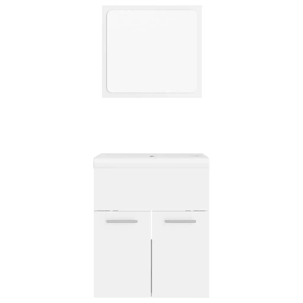 Bathroom Furniture Set White Sink Cabinet Basin Mirror Engineered Wood Storage