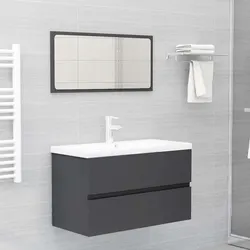 Grey Sink Cabinet Vanity Set with Integrated Mirror