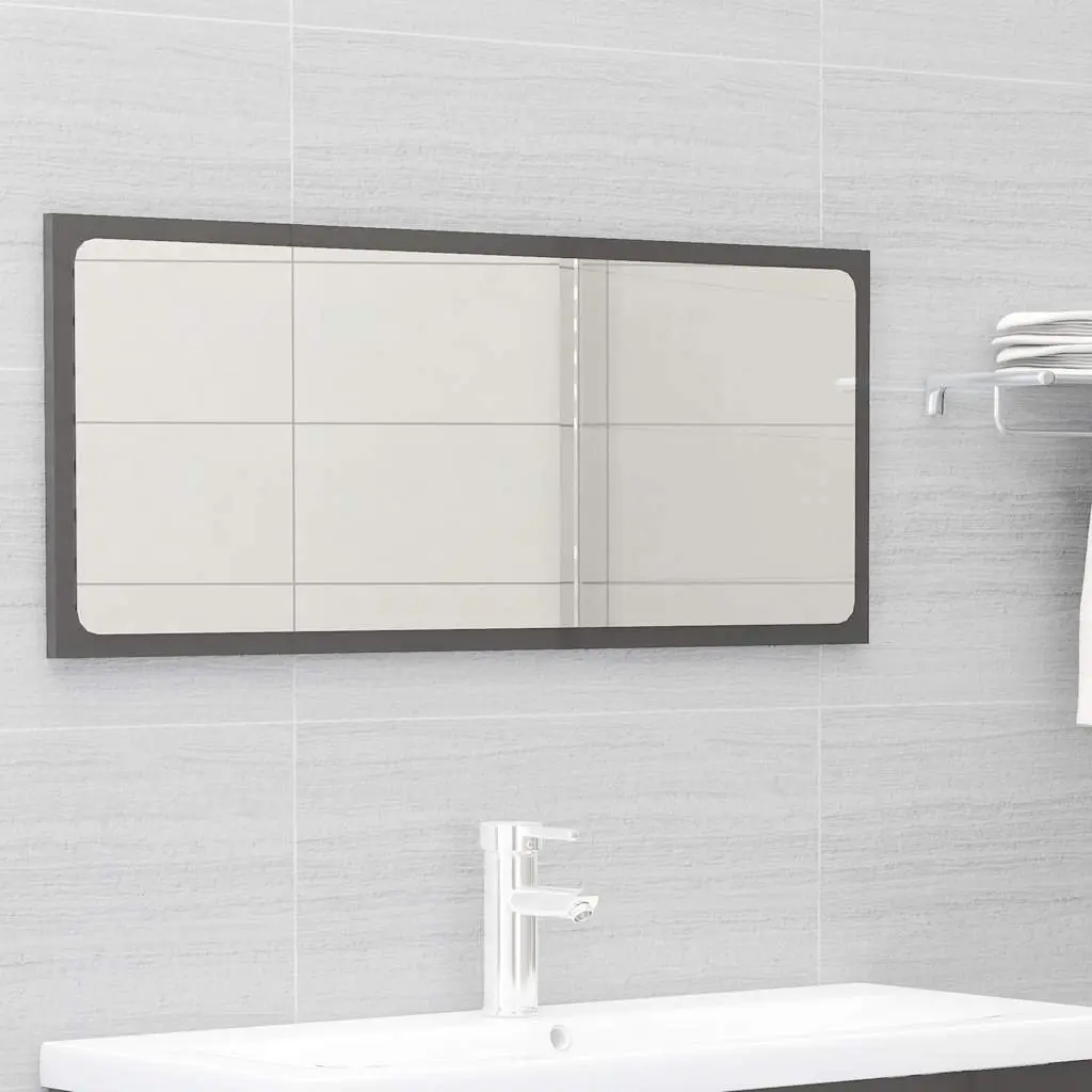 Grey Sink Cabinet and Ceramic Basin Set with Mirror