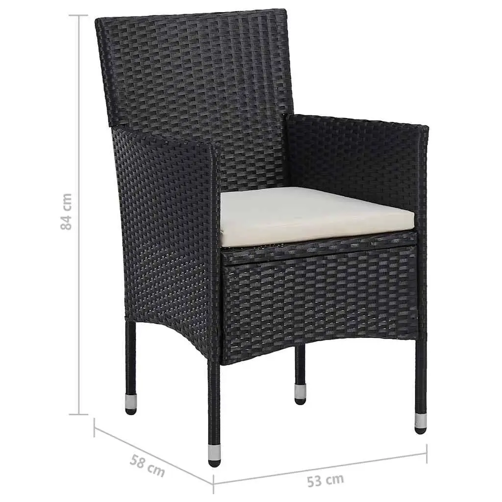 Garden Dining Set 5 Piece Outdoor Furniture Black Table Chairs Rattan Cushioned