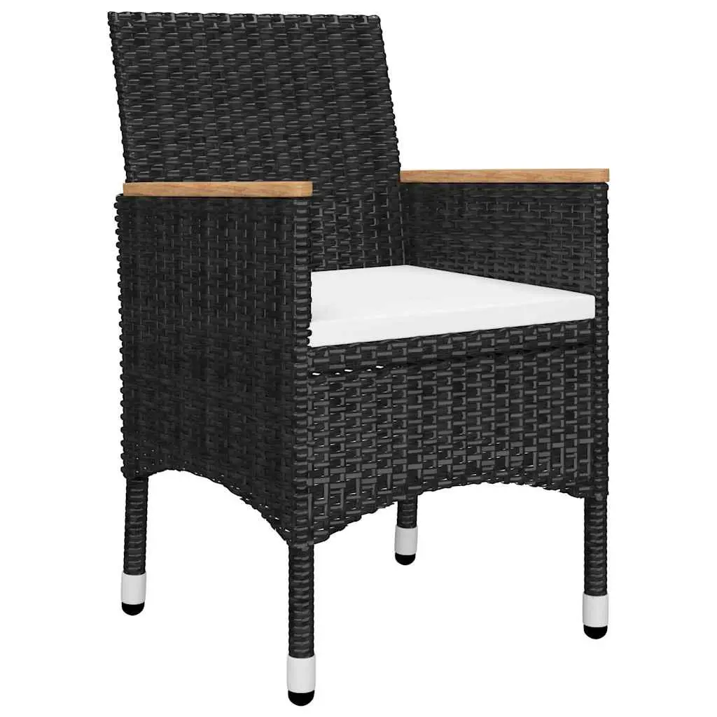 Garden Dining Set Outdoor 5 Piece Table Chairs Black Acacia Wood