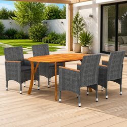 5-Piece Outdoor Dining Set Specifications: Grey Rattan