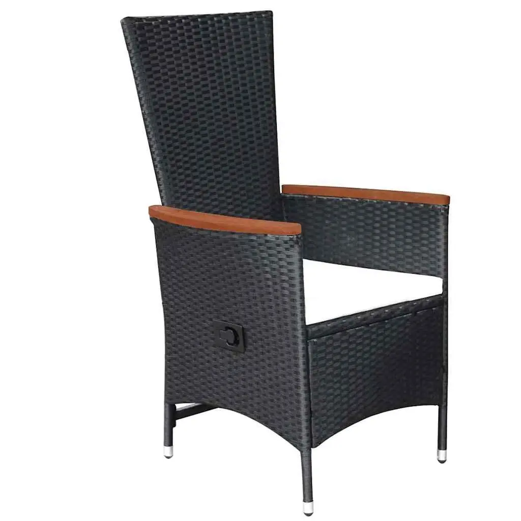 5 Piece Garden Dining Set with Acacia Wood Table and Rattan Chairs for Outdoor Use