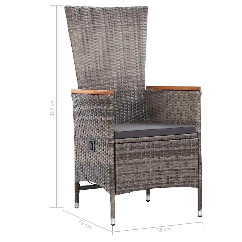 Garden Dining Set 5 Piece Outdoor Use Grey Acacia Wood Table and Steel Frame Chairs