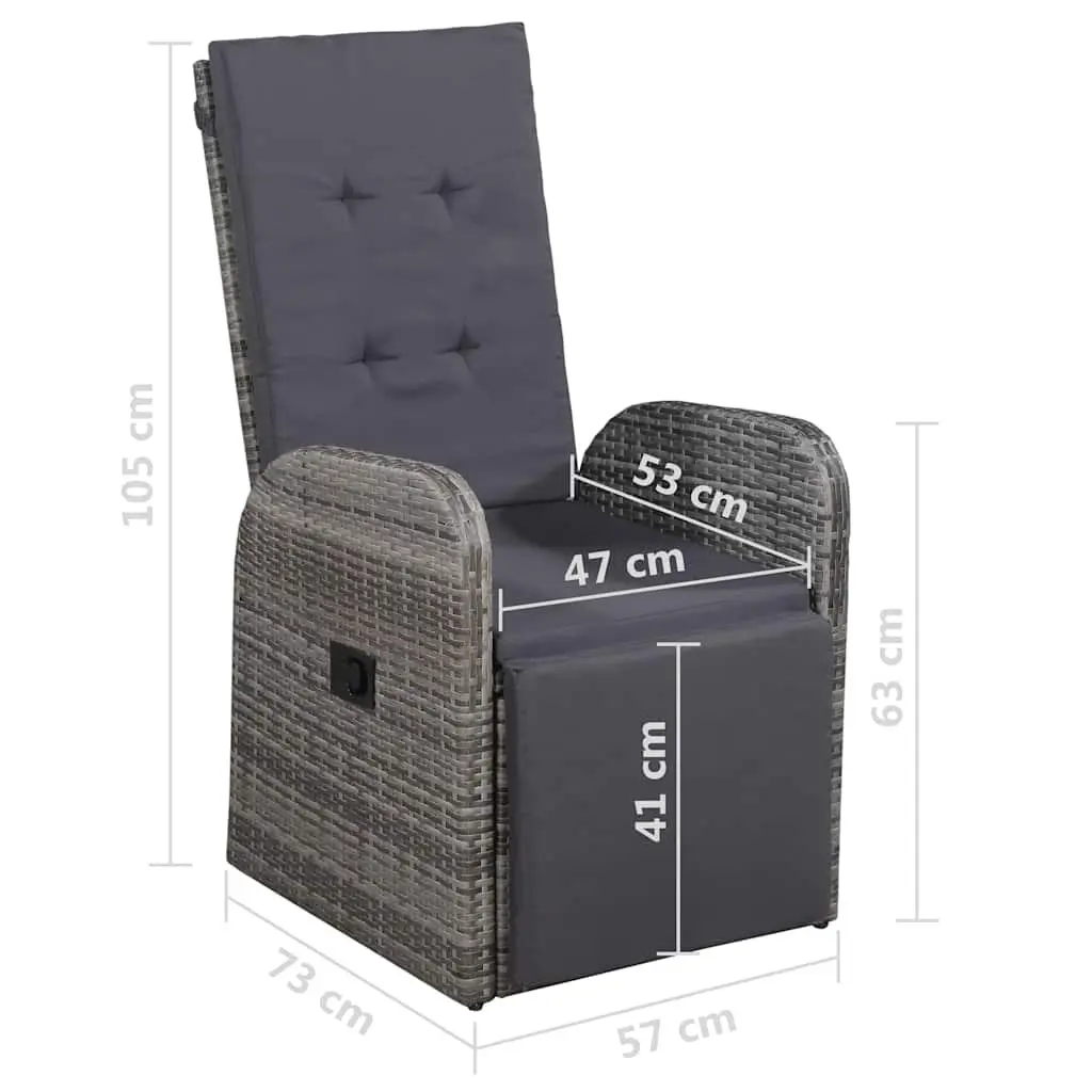 Garden Dining Set Outdoor 7 Piece Grey Rattan Cushioned Furniture