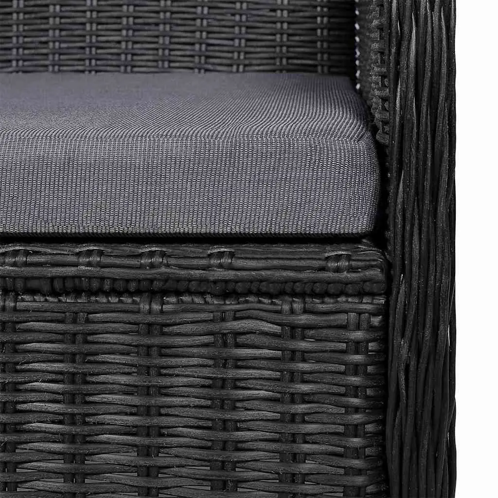 Garden Dining Set Outdoor 5 Piece Table Chairs Black Acacia Wood Rattan
