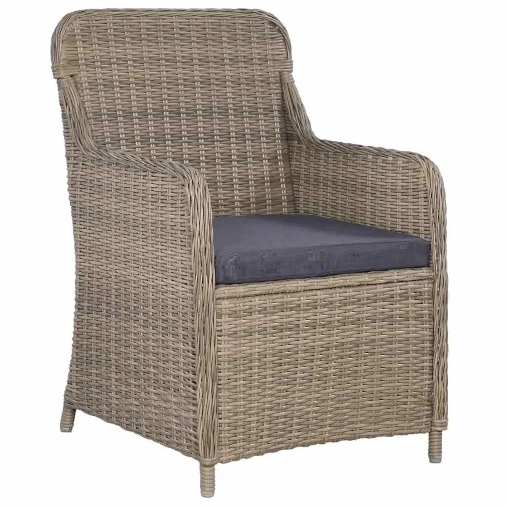 5 Piece Garden Dining Set Outdoor Table Chairs Acacia Wood Rattan Brown