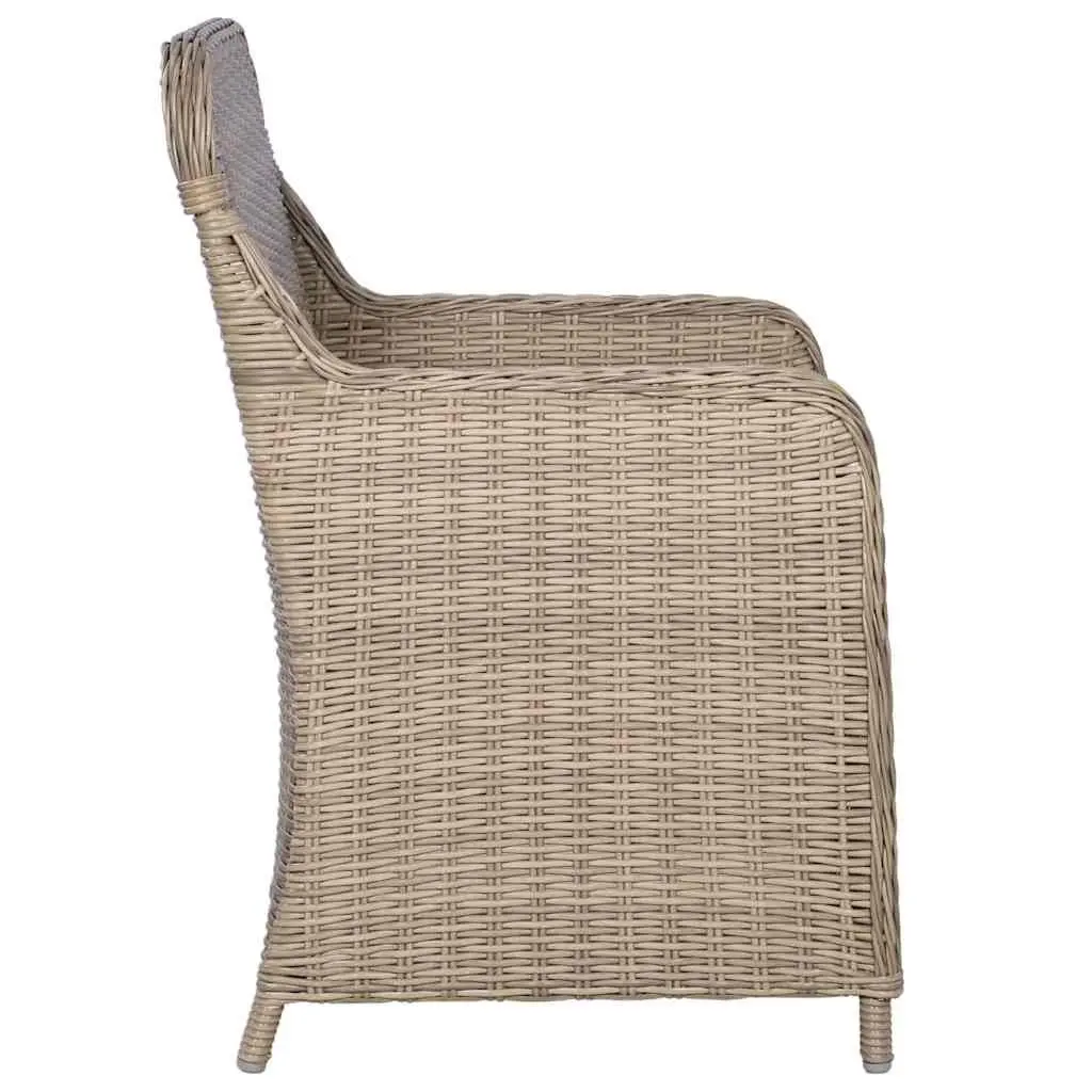5 Piece Garden Dining Set Outdoor Table Chairs Acacia Wood Rattan Brown