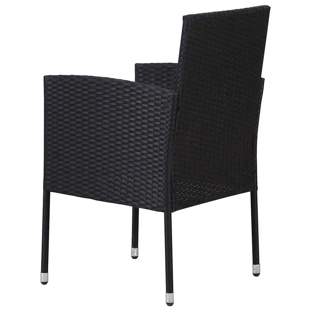 Garden Dining Set 5 Piece Outdoor Table Chairs Black Acacia Wood Rattan