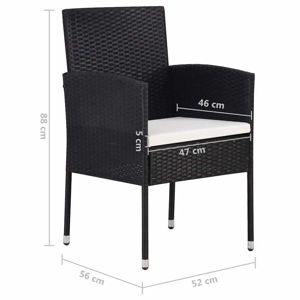 Garden Dining Set 5 Piece Outdoor Table Chairs Black Acacia Wood Rattan