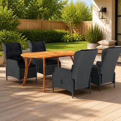 5-Piece Garden Dining Set Specifications - Grey Rattan