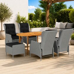 7-Piece Outdoor Dining Set: Acacia Wood Table & Rattan Chairs