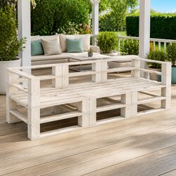 3-Seater Wooden Pallet Sofa with White Finish
