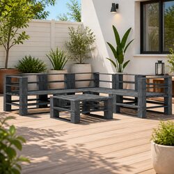 6-Piece Grey Wooden Lounge Set Specifications