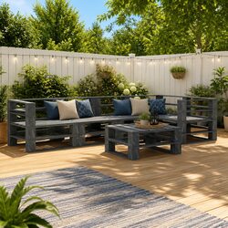 6-Piece Grey Garden Pallet Lounge Set - Specifications