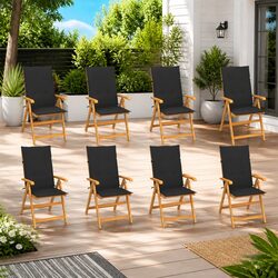 8-Piece Outdoor Reclining Chairs with Adjustable Features