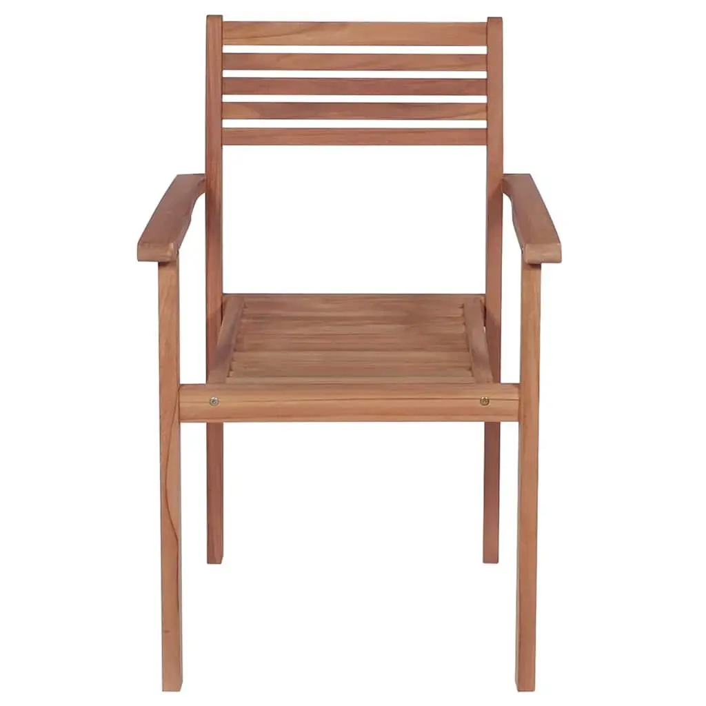 Stackable Outdoor Dining Chairs with Cushions 8 Piece Set Teak Wood Garden