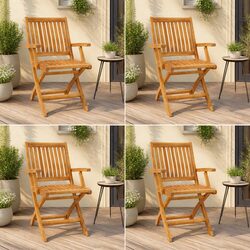 4-Piece Folding Garden Chairs Set - Teak Wood Construction