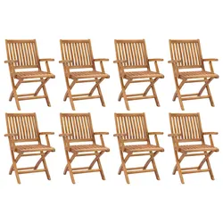 8 Folding Outdoor Chairs - Solid Teak Wood Construction