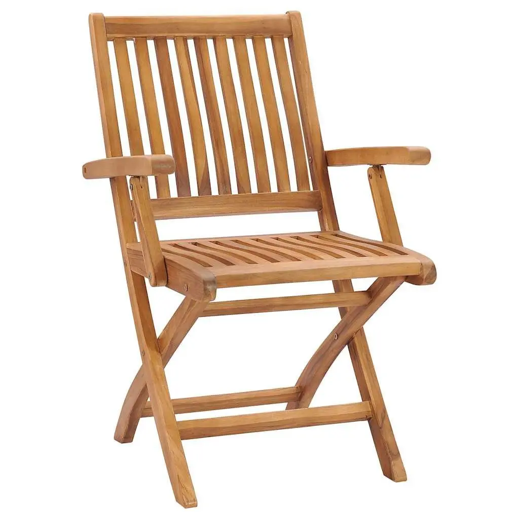 Folding Garden Chairs Set 8 Piece Outdoor Teak Wood Seating with Cushions