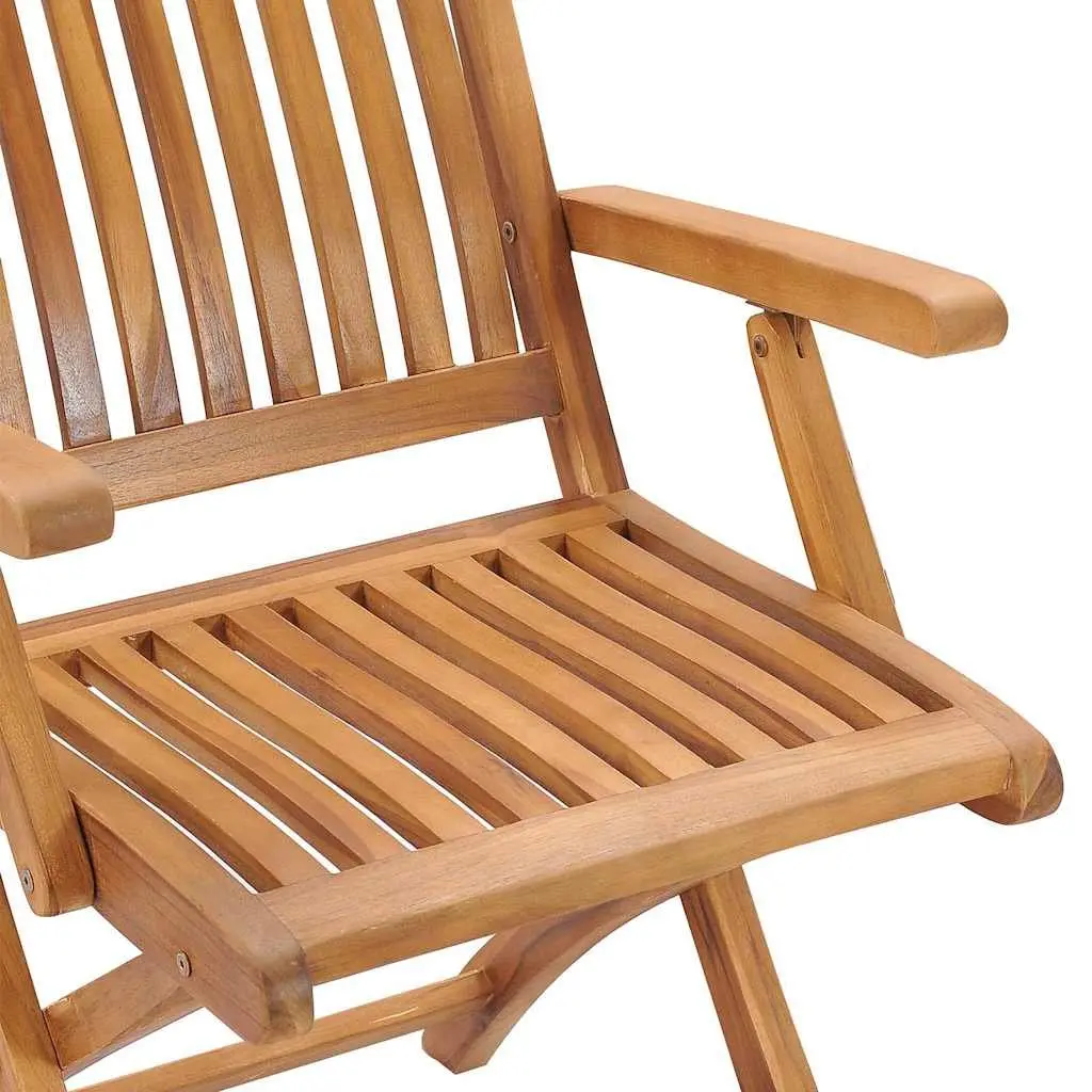 Folding Garden Chairs Set 8 Piece Outdoor Teak Wood Seating with Cushions