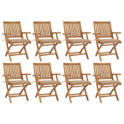 Outdoor Folding Garden Chair Set: 8 Teak Wood Chairs
