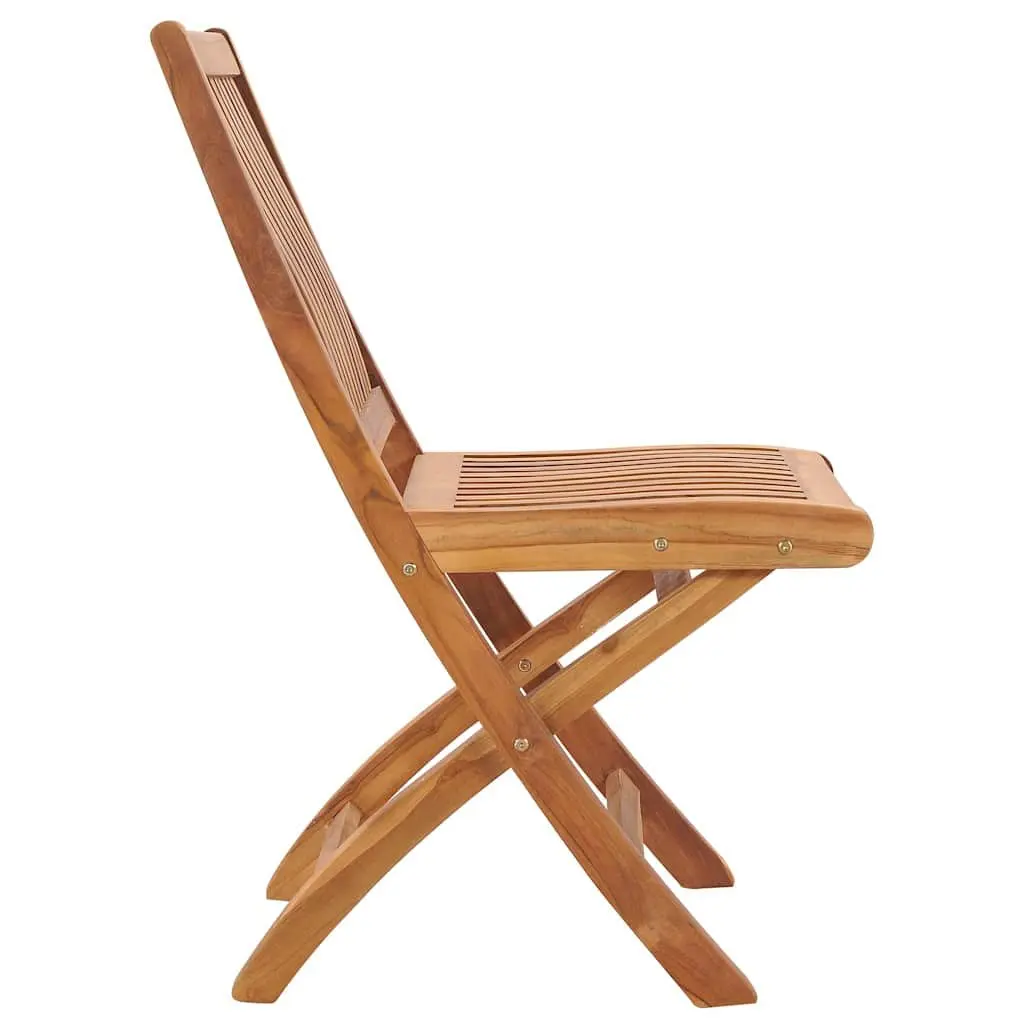 Folding Garden Chairs Set 4 pcs Teak Wood Outdoor Seating Dining Furniture Brown