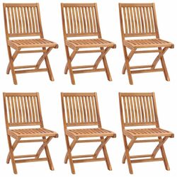 Teak Wood Folding Garden Chair Set of 6, Brown