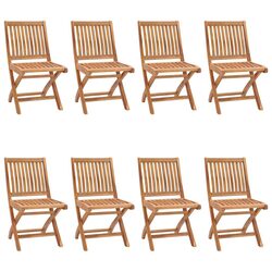Outdoor Folding Chairs Set - 8 Teak Wood Pieces