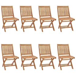 Outdoor Folding Chairs Set - 8 Teak Wood Pieces