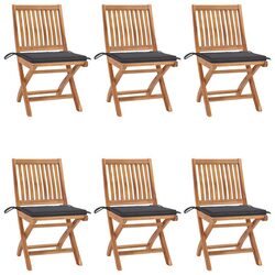 Folding Garden Chair Set - 6 pcs, Teak Wood, Anthracite