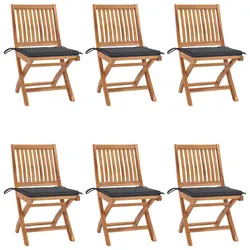 Folding Garden Chair Set - 6 pcs, Teak Wood, Anthracite