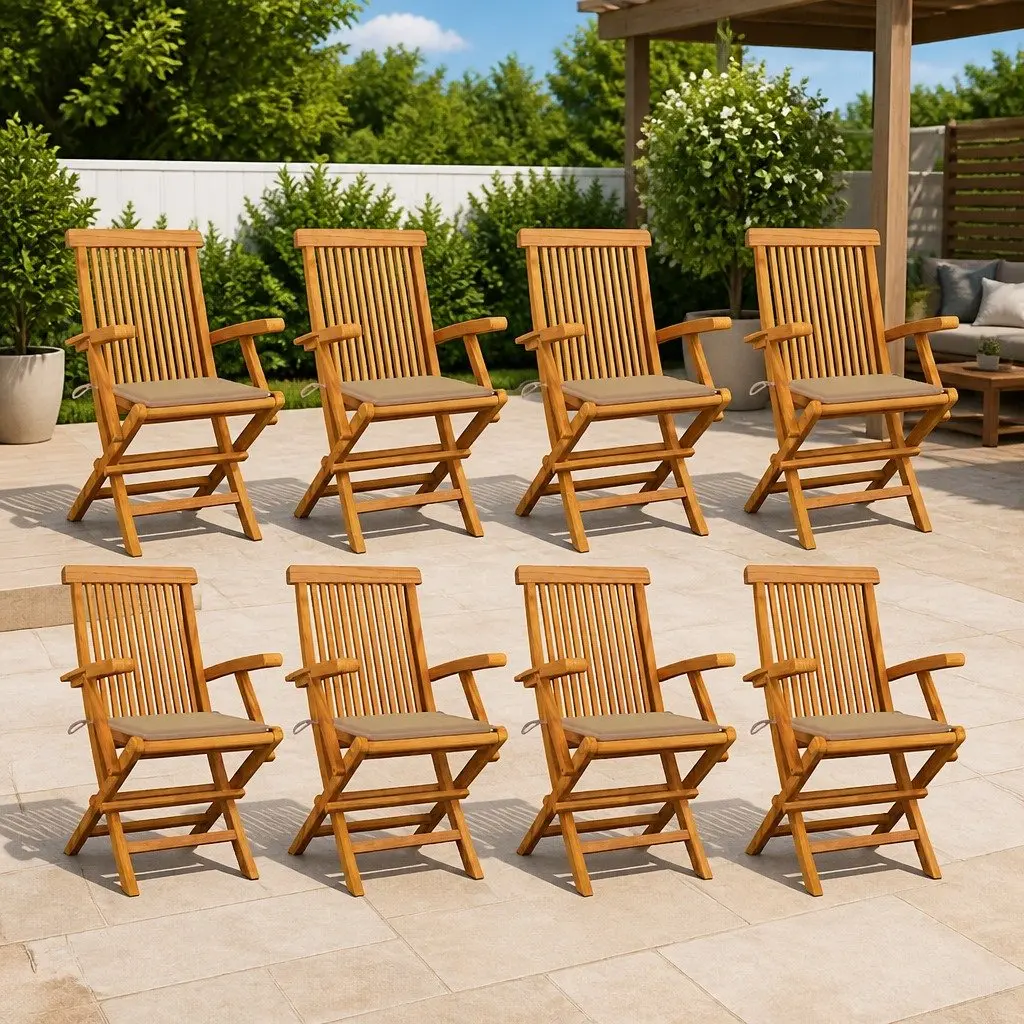 8-Piece Teak Folding Outdoor Chair Set